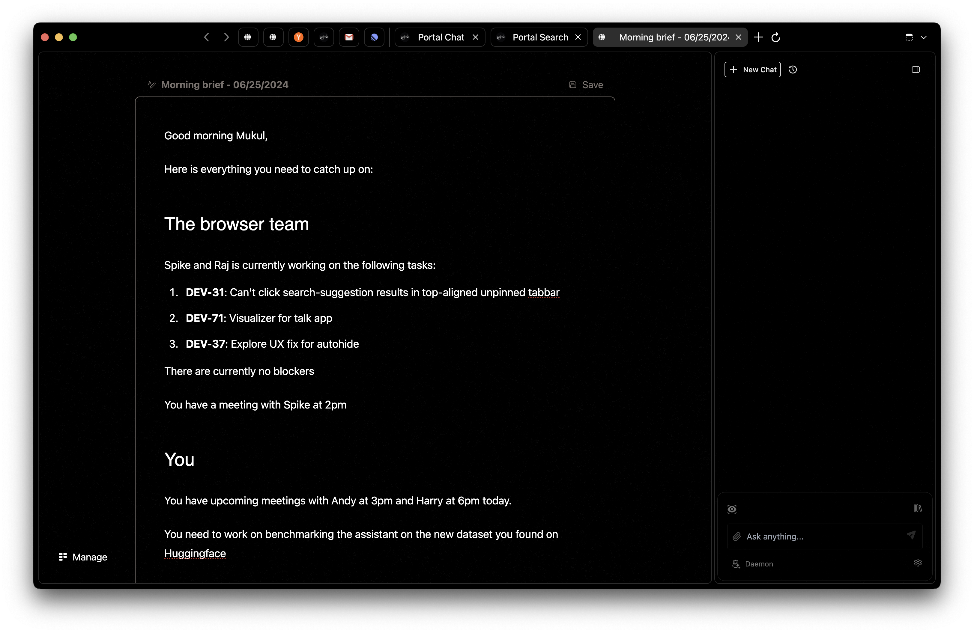 Portal software demonstration